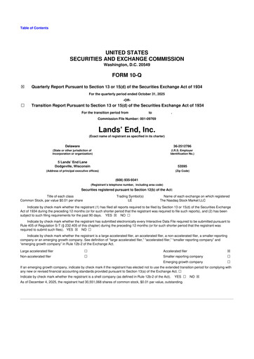 Thumbnail Lands' End
 10-Q Quarterly Report FY2025 