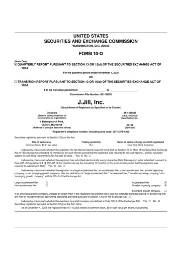 Miniature J.Jill
 10-Q Rapport trimestriel 2025 