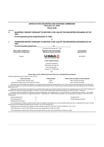 Miniature U-Haul 10-Q Rapport trimestriel 2024 