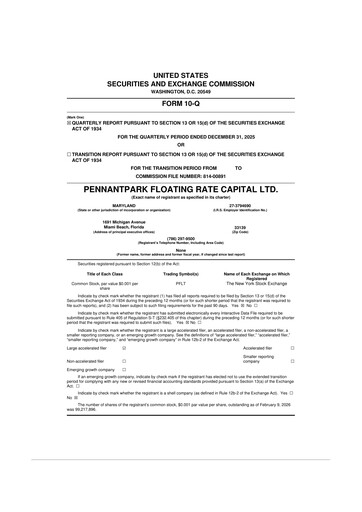 Thumbnail PennantPark Floating Rate Capital Ltd.
 10-Q Quarterly Report FY2025 