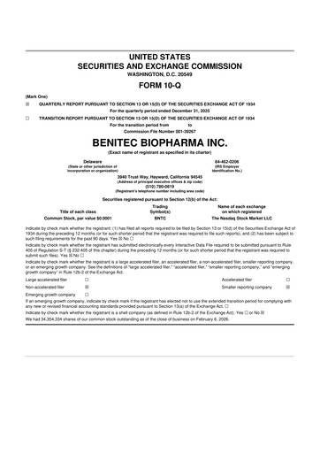 Thumbnail Benitec Biopharma
 10-Q Quarterly Report FY2026 