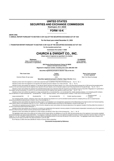 Thumbnail Church & Dwight
 10-K Annual Report 2025