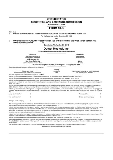 Thumbnail Outset Medical 10-K Annual Report 2025