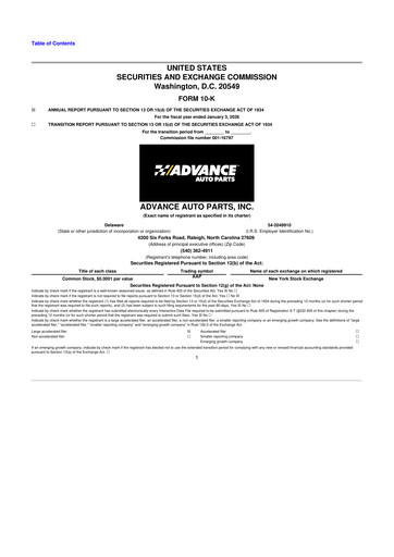 Thumbnail Advance Auto Parts
 10-K Annual Report 2026