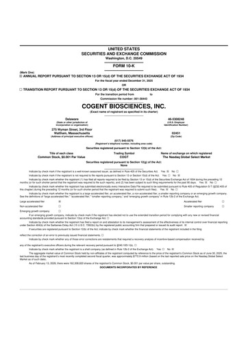 Miniature Cogent Biosciences 10-K Rapport annuel 2025