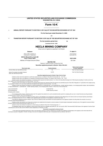 Thumbnail Hecla Mining
 10-K Annual Report 2025