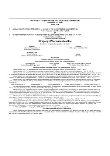 Thumbnail Ultragenyx Pharmaceutical 10-K Annual Report 2025