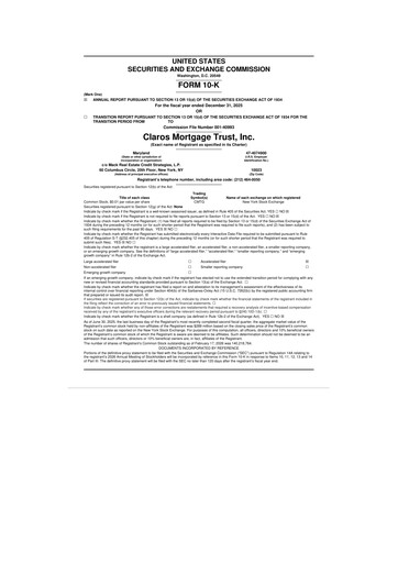 Thumbnail Claros Mortgage Trust 10-K Annual Report 2025