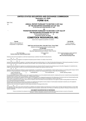 Thumbnail Comstock Resources 10-K Annual Report 2025