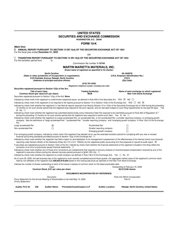 Thumbnail Martin Marietta Materials 10-K Annual Report 2025