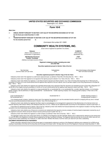 Thumbnail Community Health Systems
 10-K Annual Report 2025