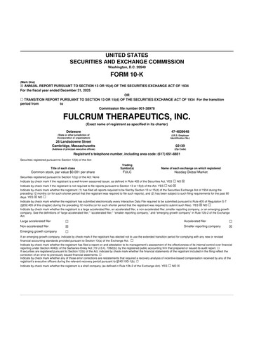 Thumbnail Fulcrum Therapeutics 10-K Annual Report 2025