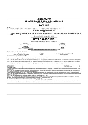 Miniature Beta Bionics 10-K Rapport annuel 2025