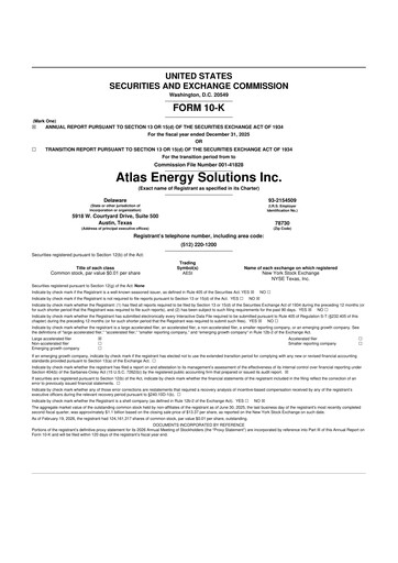 Thumbnail Atlas Energy Solutions 10-K Annual Report 2025