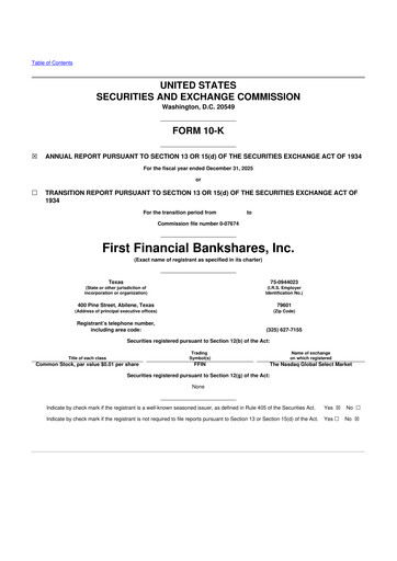 Thumbnail First Financial Bankshares 10-K Annual Report 2025