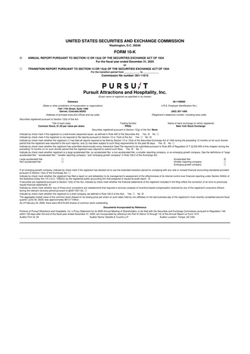 Thumbnail Pursuit Attractions and Hospitality 10-K Annual Report 2025