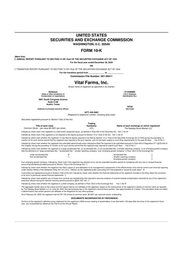 Thumbnail Vital Farms 10-K Annual Report 2025