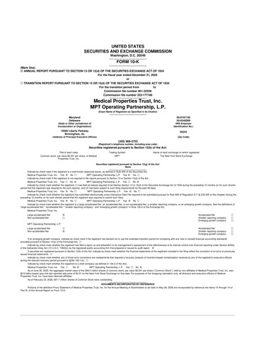Thumbnail Medical Properties Trust
 10-K Annual Report 