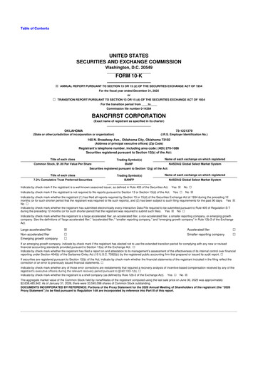 Thumbnail BancFirst 10-K Annual Report 