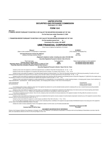 Vorschaubild UMB Financial 10-K Jahresbericht 2025