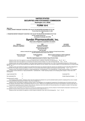 Thumbnail Syndax Pharmaceuticals 10-K Annual Report 2025