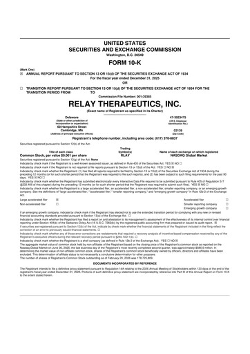 Thumbnail Relay Therapeutics 10-K Annual Report 2025