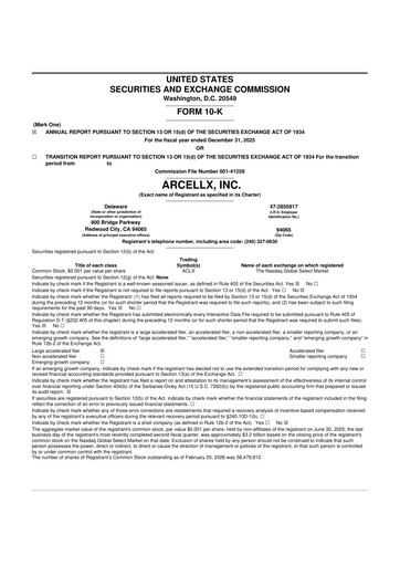 Miniature Arcellx 10-K Rapport annuel 2025