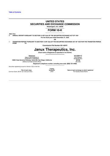 Miniature Janux Therapeutics 10-K Rapport annuel 2025