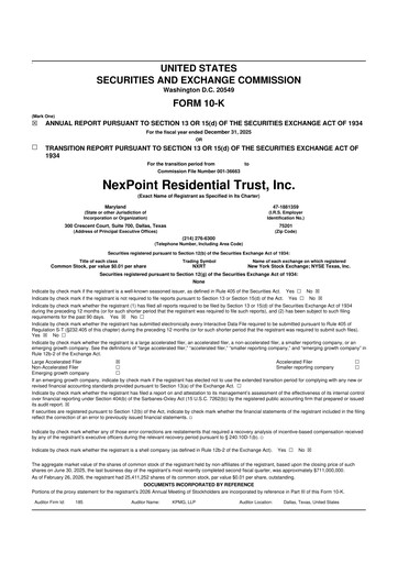 Thumbnail NexPoint Residential Trust 10-K Annual Report 2025