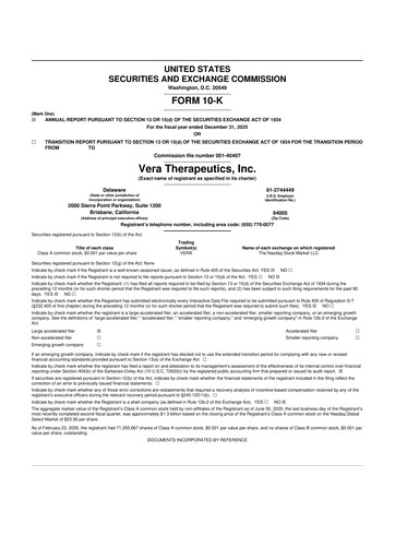 Thumbnail Vera Therapeutics 10-K Annual Report 2025