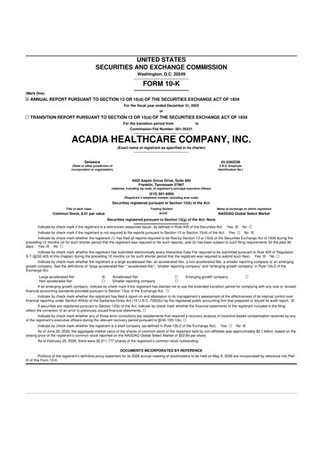 Thumbnail Acadia Healthcare
 10-K Annual Report 2025