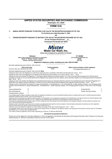 Thumbnail Mister Car Wash 10-K Annual Report 2025