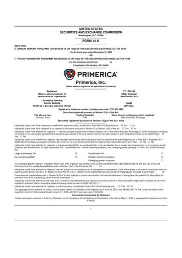 Miniature Primerica
 10-K Rapport annuel 2025