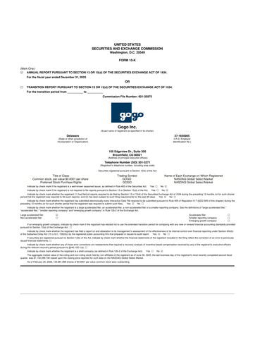 Miniature Gogo Inflight Internet
 10-K Rapport annuel 2025