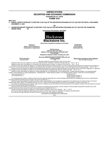 Miniature Blackstone Group 10-K Rapport annuel 