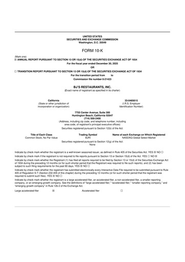 Thumbnail BJ's Restaurants
 10-K Annual Report 2023