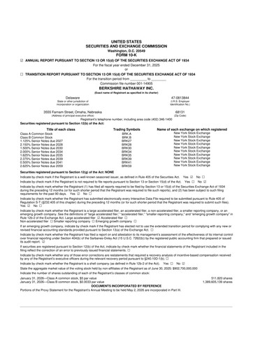 Thumbnail Berkshire Hathaway  10-K Annual Report 2025