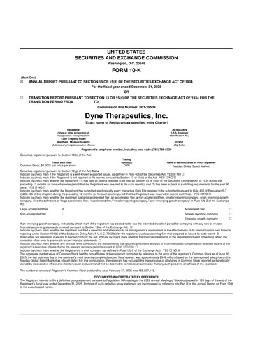 Thumbnail Dyne Therapeutics 10-K Annual Report 2025