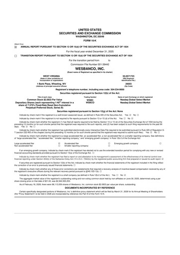 Thumbnail WesBanco 10-K Annual Report 