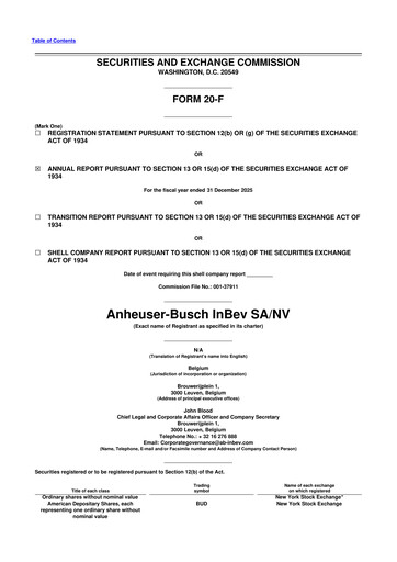 Miniature Anheuser-Busch Inbev 20-F Rapport annuel 2025