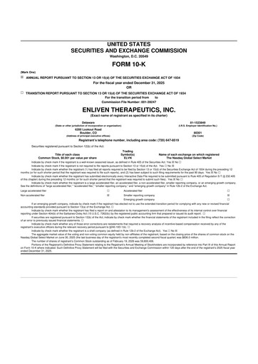 Thumbnail Enliven Therapeutics 10-K Annual Report 2025