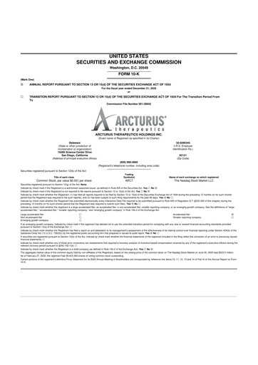 Thumbnail Arcturus Therapeutics
 10-K Annual Report 2025