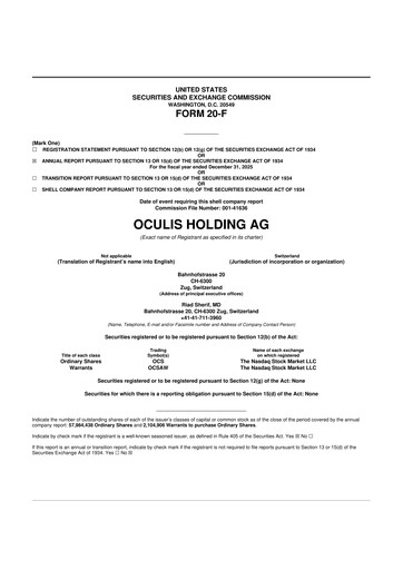 Thumbnail Oculis Holding AG 20-F Annual Report 2025