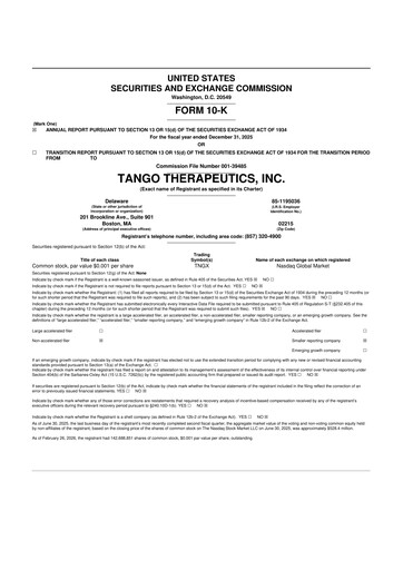 Thumbnail Tango Therapeutics 10-K Annual Report 2025