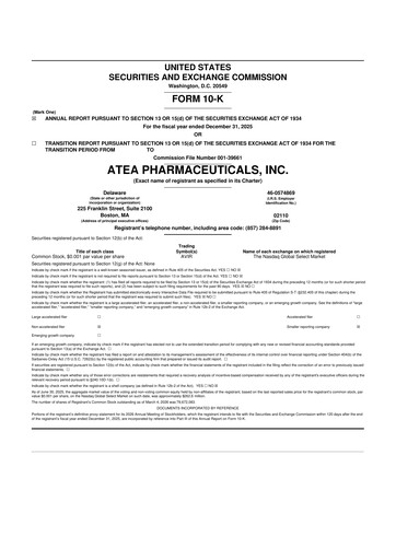 Thumbnail Atea Pharmaceuticals 10-K Annual Report 2025