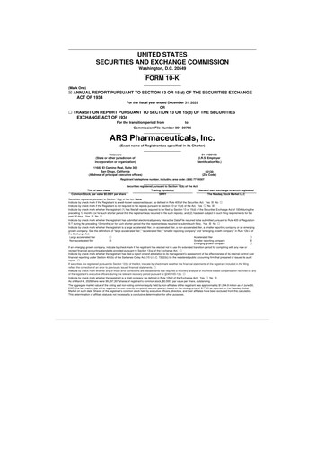 Thumbnail ARS Pharmaceuticals 10-K Annual Report 2025