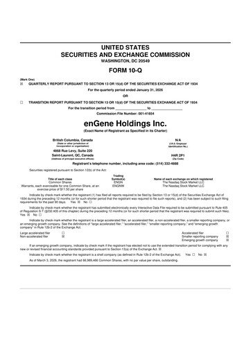 Miniature enGene 10-Q Rapport trimestriel 2026 