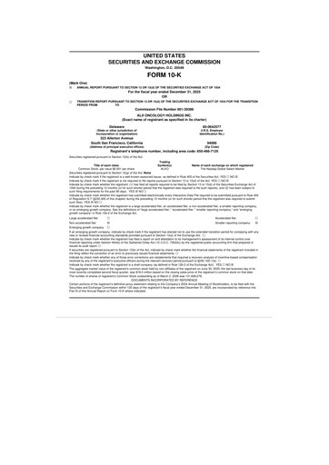 Thumbnail ALX Oncology 10-K Annual Report 