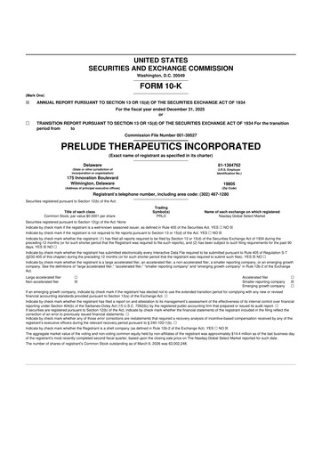 Thumbnail Prelude Therapeutics 10-K Annual Report 2025