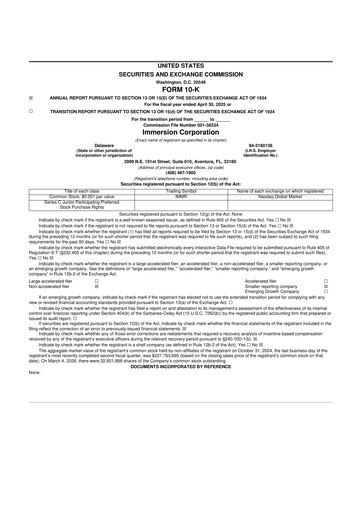 Miniature Immersion Corporation
 10-K Rapport annuel 2025